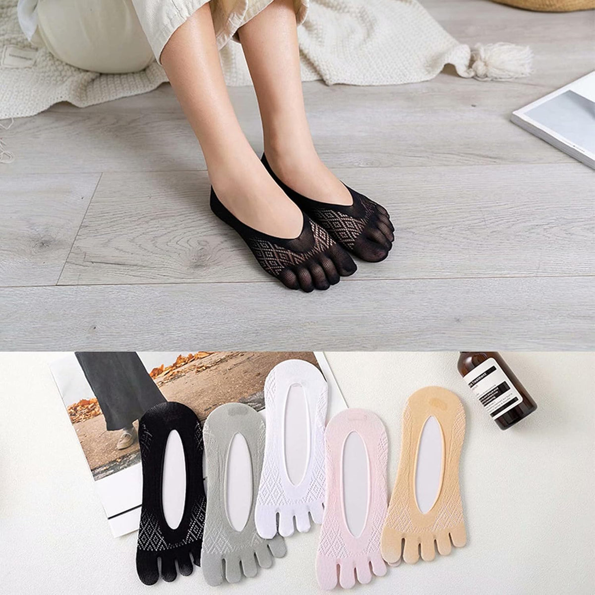 Qauxbul sock align toe socks worn inside athletic sneakers