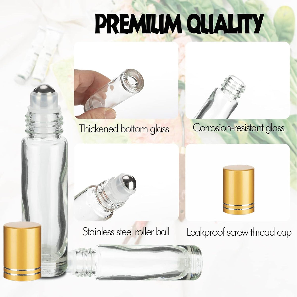 HTHOOOOME 10ml glass bottles with included DIY accessories set