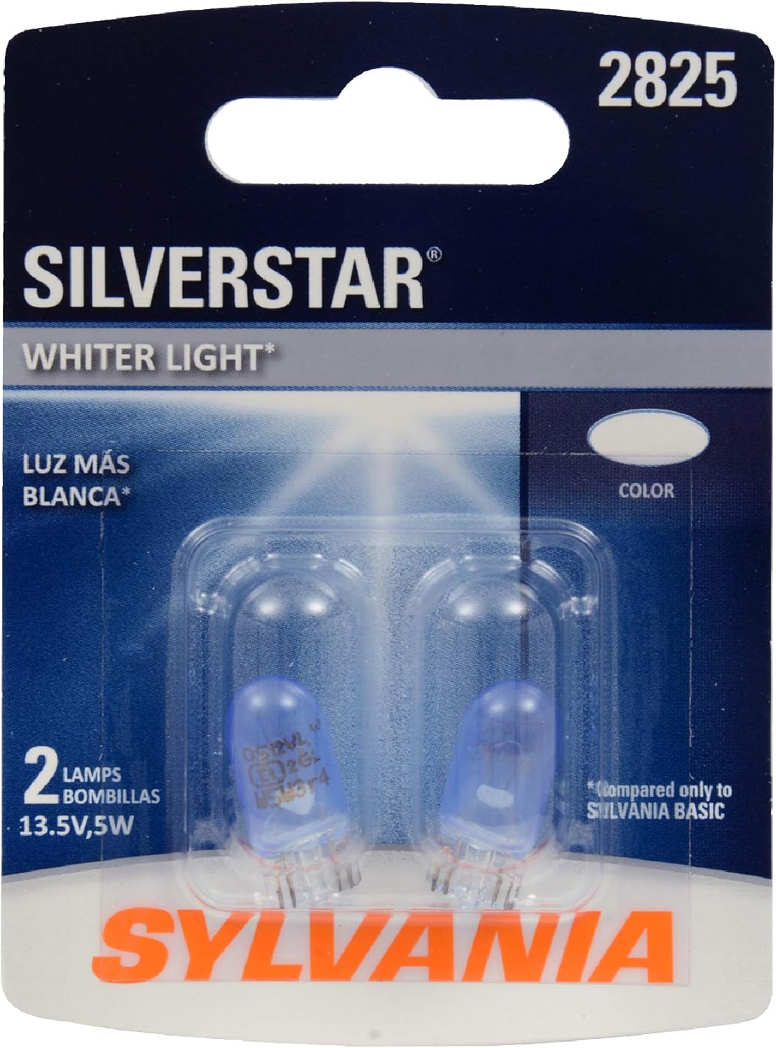 Sylvania 2825 SilverStar miniature bulbs front packaging view