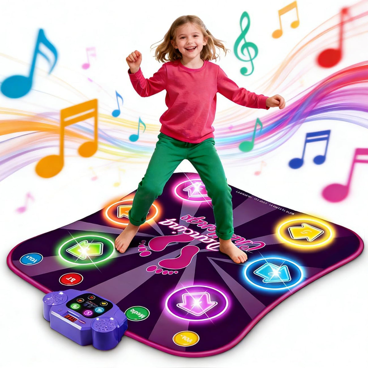 Bambilo Kids Electronic Dance Mat front view with light up arrows