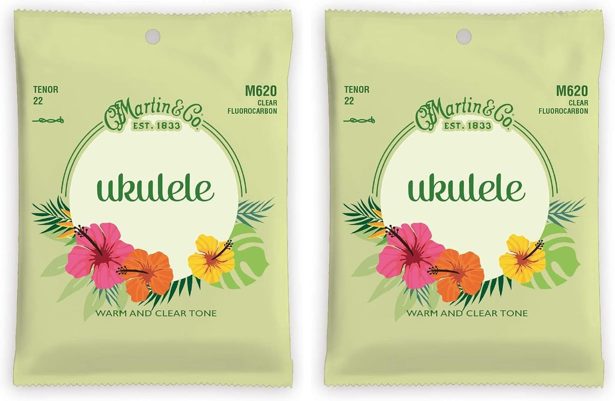 Ukulele headstock with installed Martin M630 strings