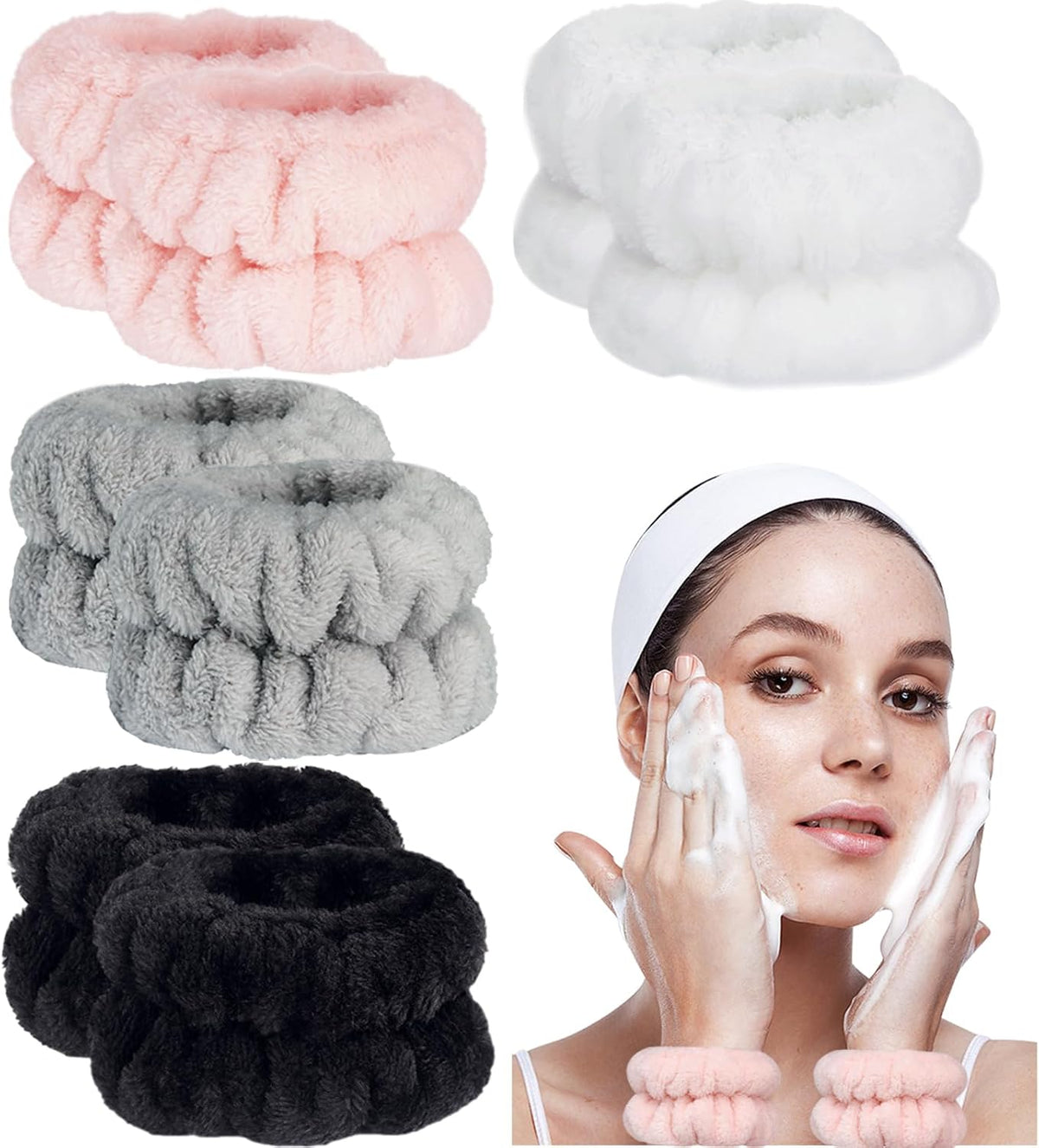 Wrist Bands for Washing Face, Arm Face Wash Wristbands, Wrist Towels Cuffs for Washing Face, Wrist Water Catcher, Microfiber Spa Skincare Sweat Wristbands for Women - Image 12