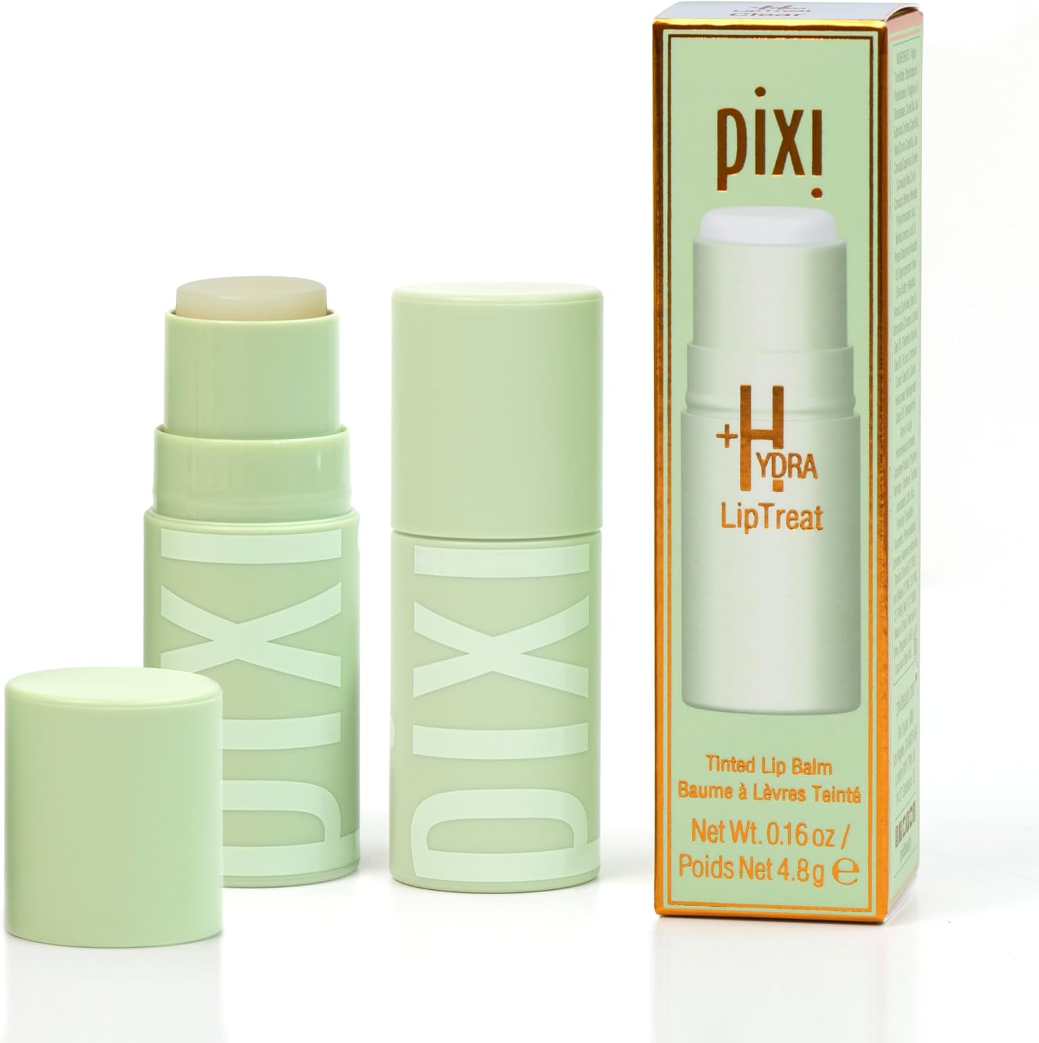 Pixi Beauty +Hydra LipTreat Clear front view showcasing the hydrating chubby stick balm.