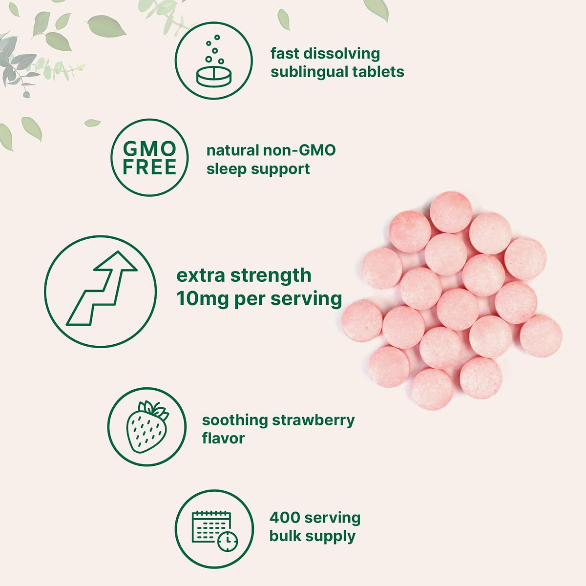 Micro Ingredients Melatonin fast dissolve chewable tablets close up