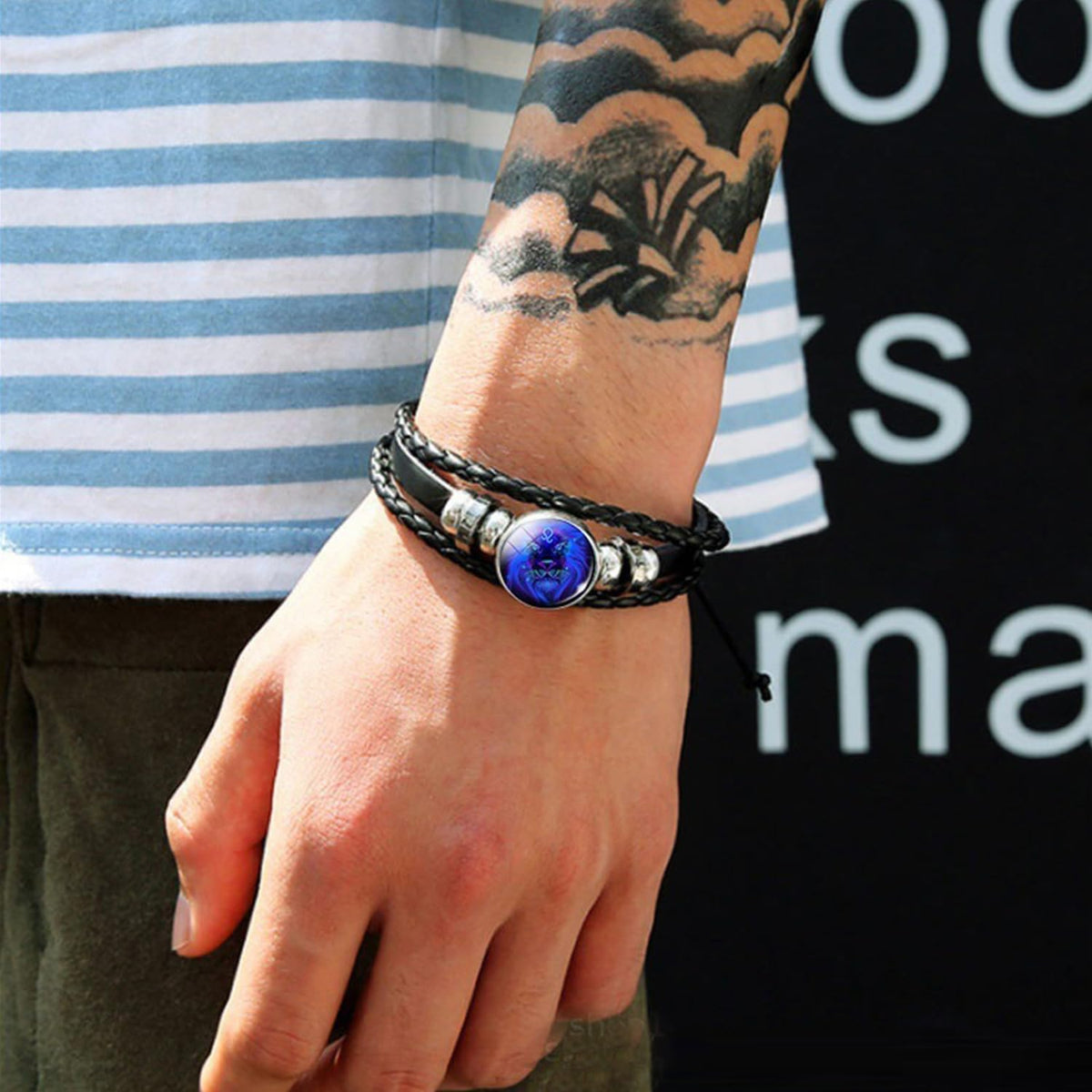 NORLSO vintage leather wristband clasp and adjustment detail