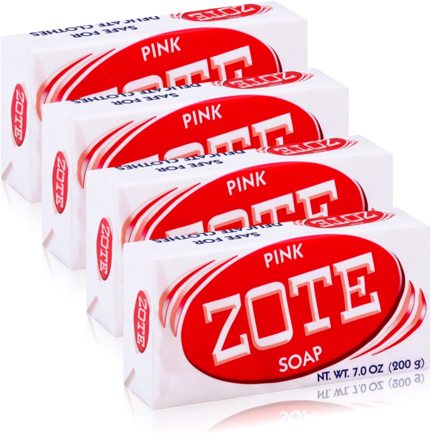 Zote Laundry Soap Bar Pink four pack front view for stain removal.