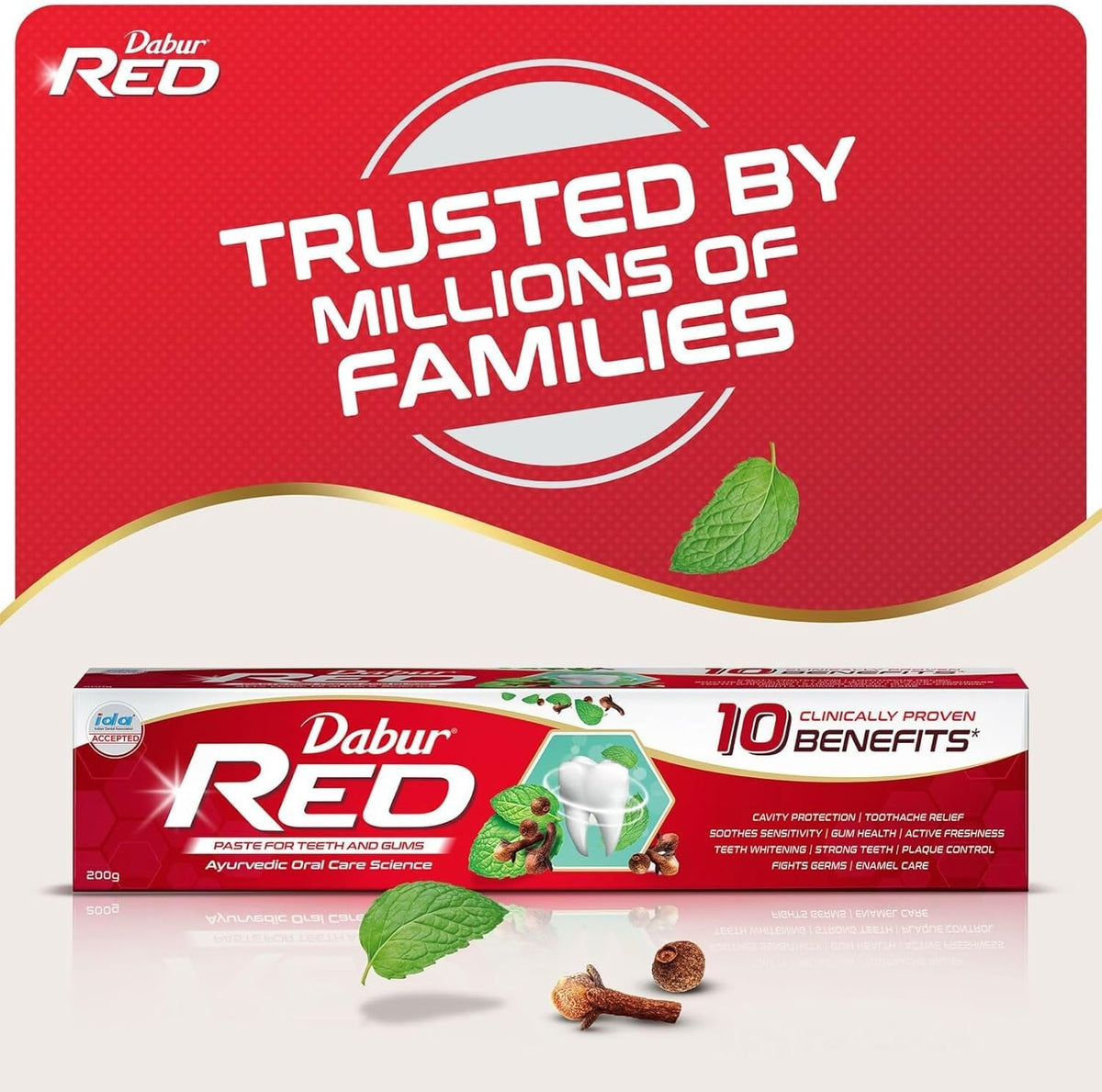 Dabur Red Paste cap open presentation view