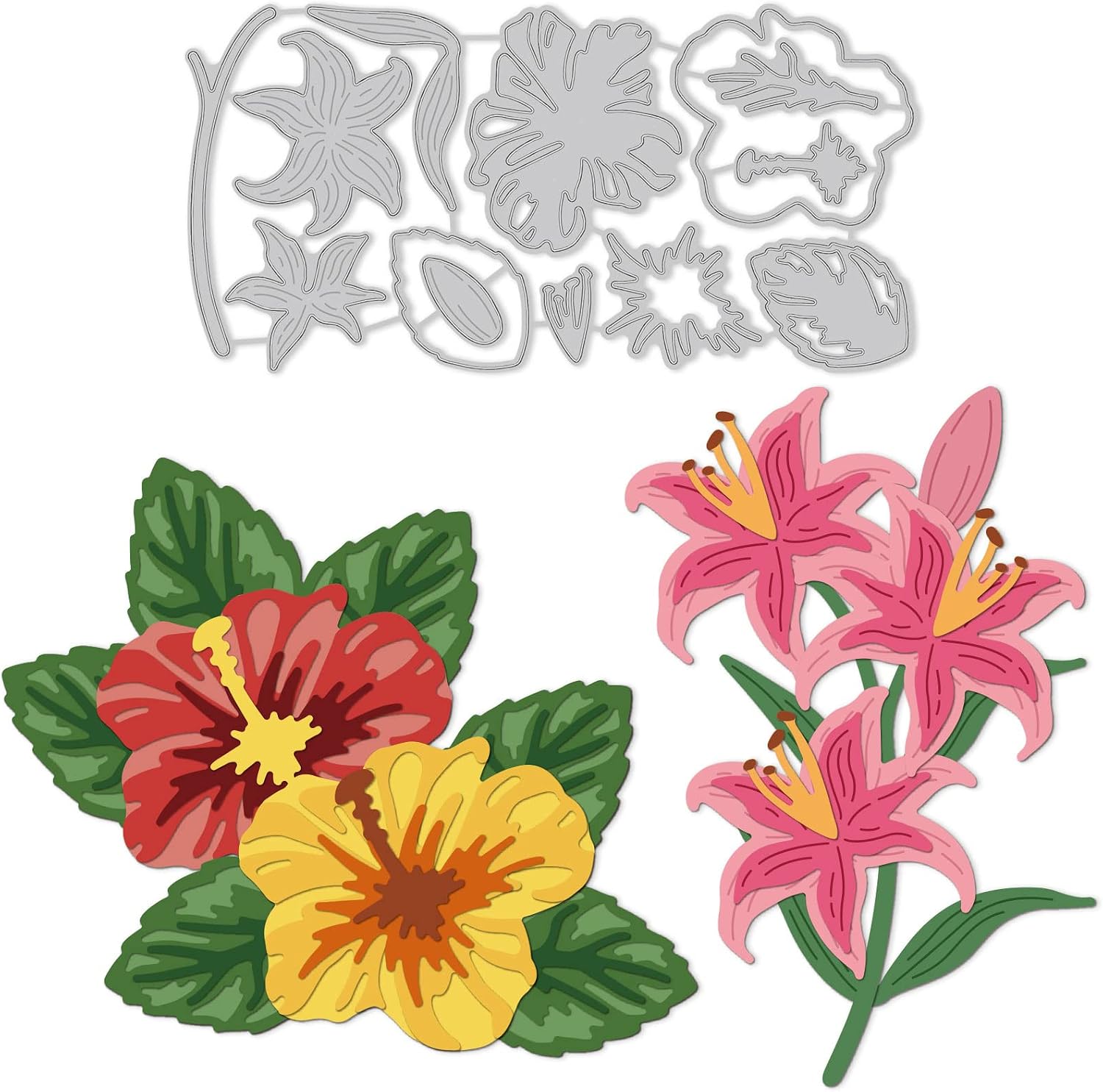 Globleland Hibiscus Lilies Cutting Dies front view packaging