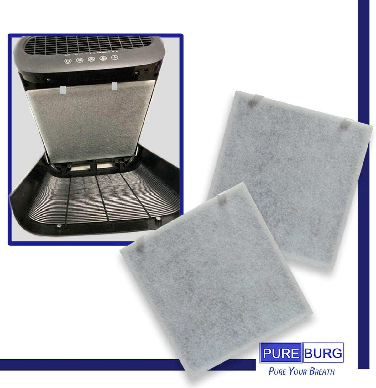 Pureburg H13 HEPA filter package showing 2 pack quantity