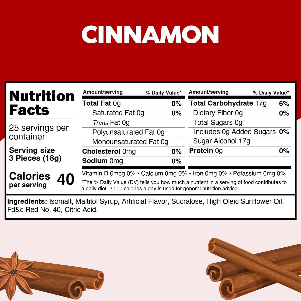 Taboom cinnamon candy bag with clear labeling