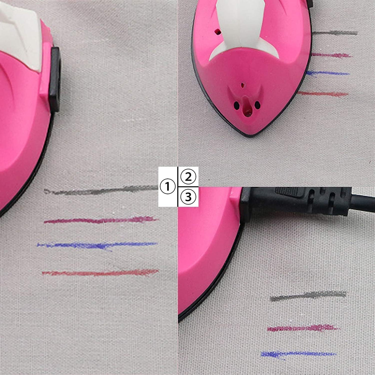 Demonstration of heat disappearing ink using an iron on fabric