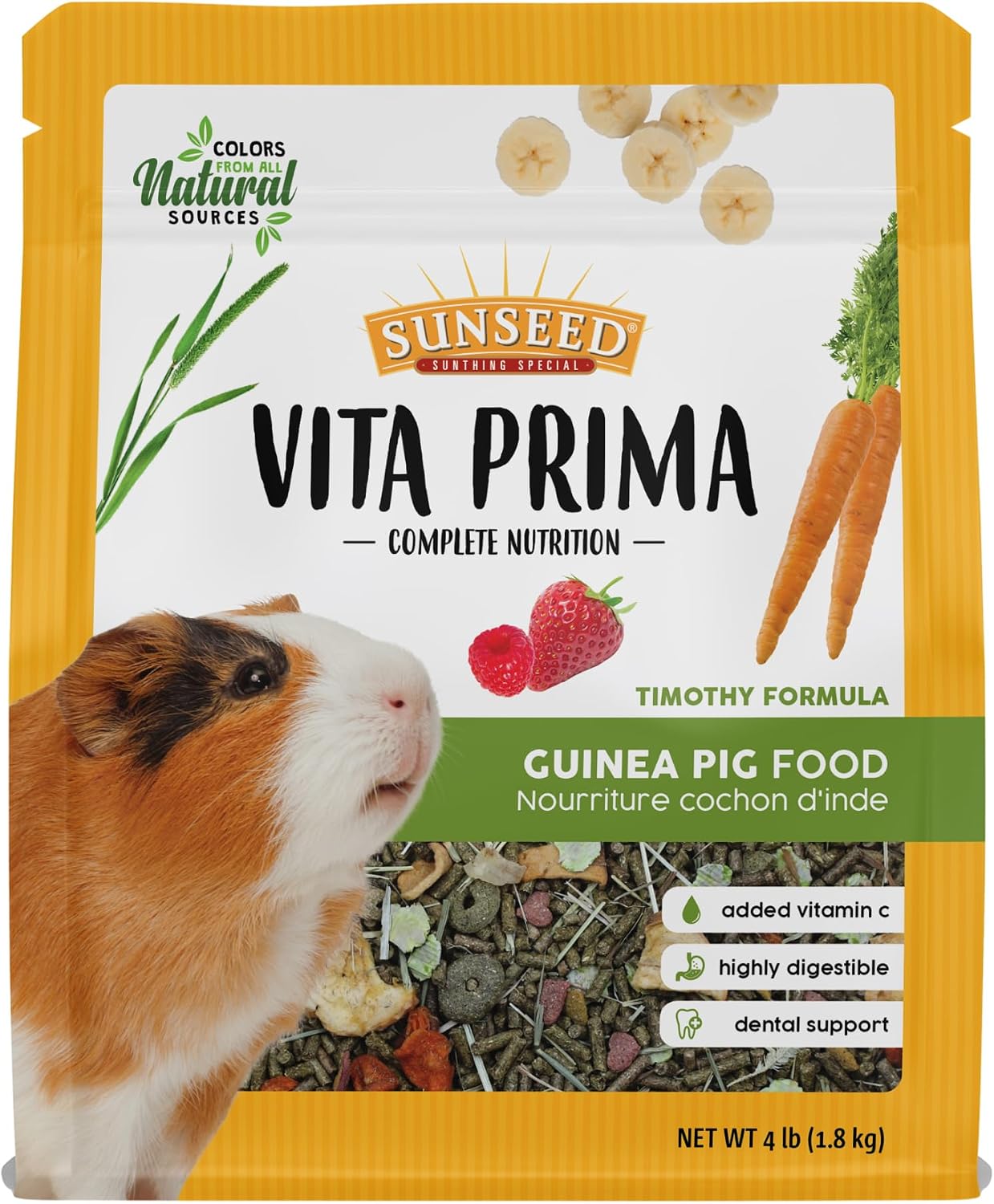 Sunseed Vita Prima Guinea Pig Food 4 pounds front view packaging