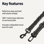 Close up of Amazon Basics adjustable dog car harness buckle
