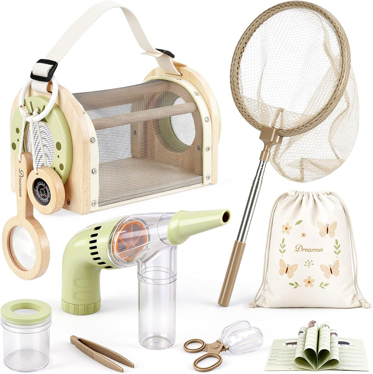 Dreamon Kids Bug Catching Kit front view with wooden habitat