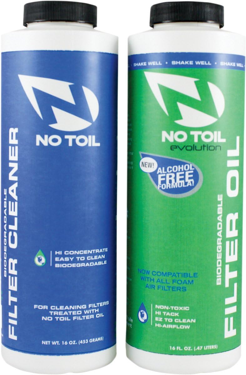No-Toil Evo Filter Oil and Cleaner two pack front view motorcycle maintenance kit