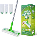 Eyliden Sweeper Mop Starter Kit front view showing green mop head and long handle