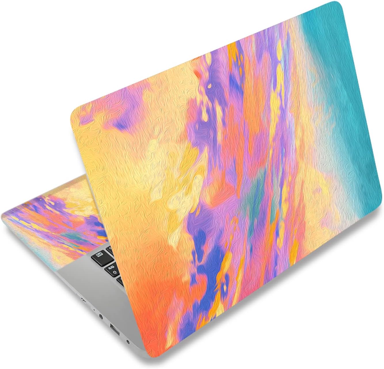 Haplives colorful marble universal laptop skin decal front view protective vinyl cover