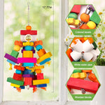 Kyouki bird chew toy featuring natural pine wood blocks and colorful beads for macaws.