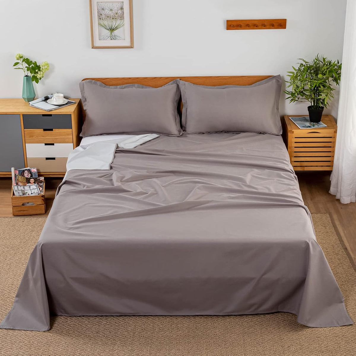 WenBags waterproof bed sheet front view gray furniture protector for queen size mattresses