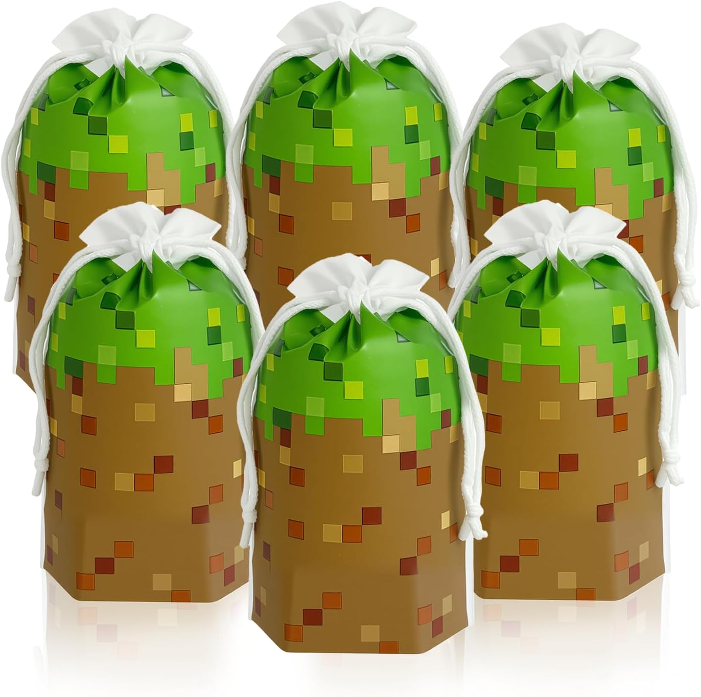 Eylola Pixel Miner favor bags front view with pixel design