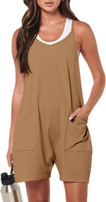 ANRABESS heather light grey shorts jumpsuit neckline detail