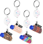 Homakover retractable lip balm holder keychain 4 pack front view showcasing colorful patterned elastic sleeves