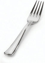 Party Favors Plus plastic silver forks front view disposable cutlery