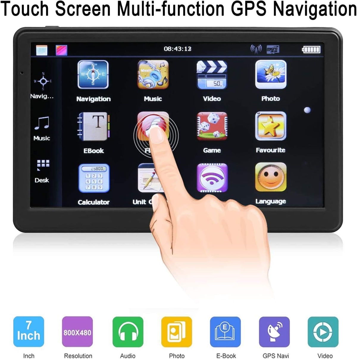 Navruf GPS unit mounted on a vehicle windshield