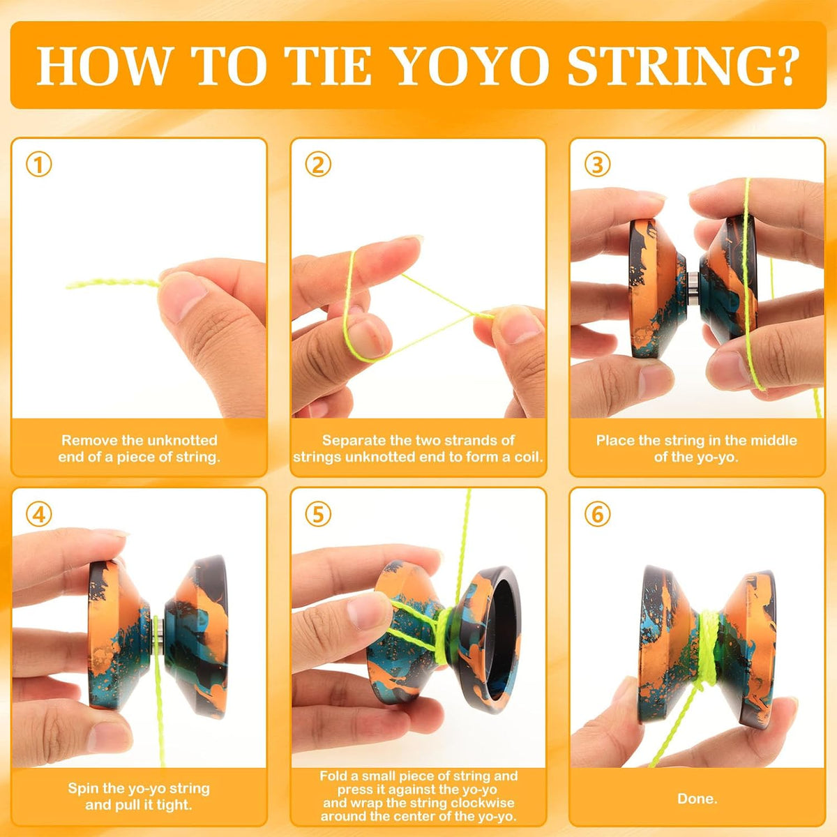 YOYOSTUDIO H17 Responsive Yoyo Professional Dual Purpose Yoyo for Kids 8-12 Unresponsive Yo Yo for Adults with Yoyos Bearings Kits, 10 Yo-Yo Strings, Case & Glove (Black Gold Blue) - Image 9