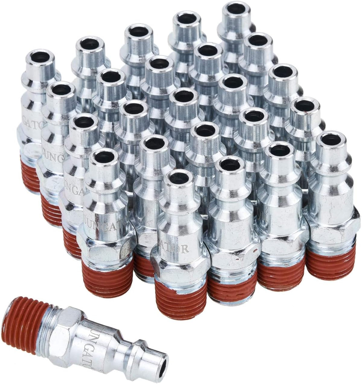 1/4 Inch Female Air Plugs, 10-Pack NPT Industrial Iron Air Hose Fittings with 1/4'' Flow Hole, Quick Connect Gas Line Fittings with Pre-Coated Sealant, M Style Plugs Kit - Image 10