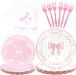 Koeilay Canrevel 96 piece bow party tableware set front view
