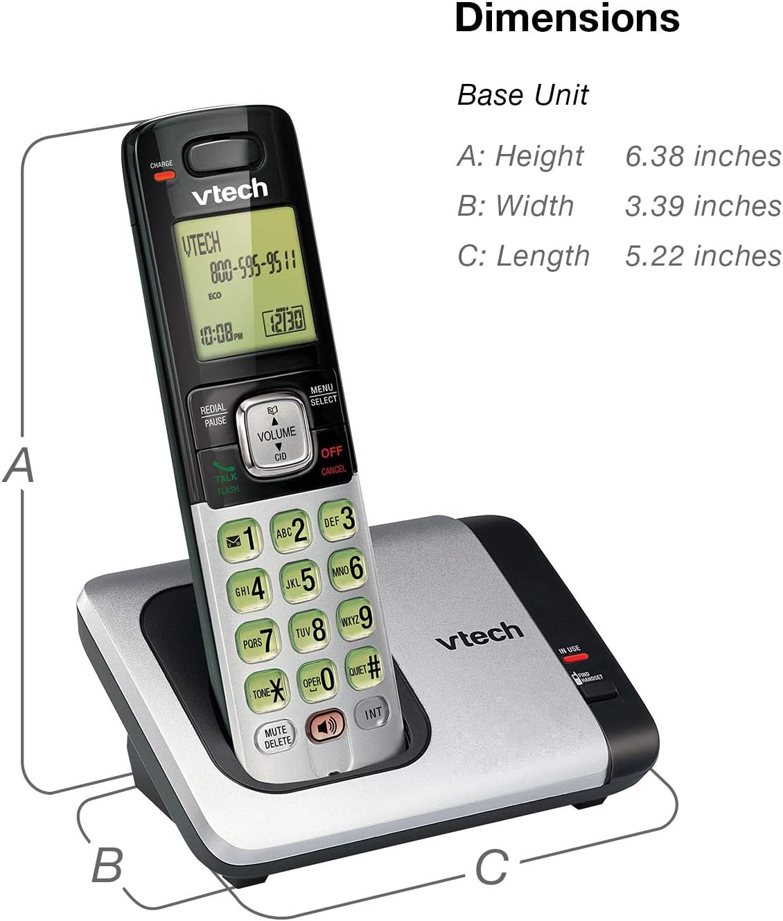VTech CS6719-2 2-Handset Cordless Phone with Caller ID/Call Waiting, Handset Intercom & Backlit Display/Keypad, Silver - Image 9
