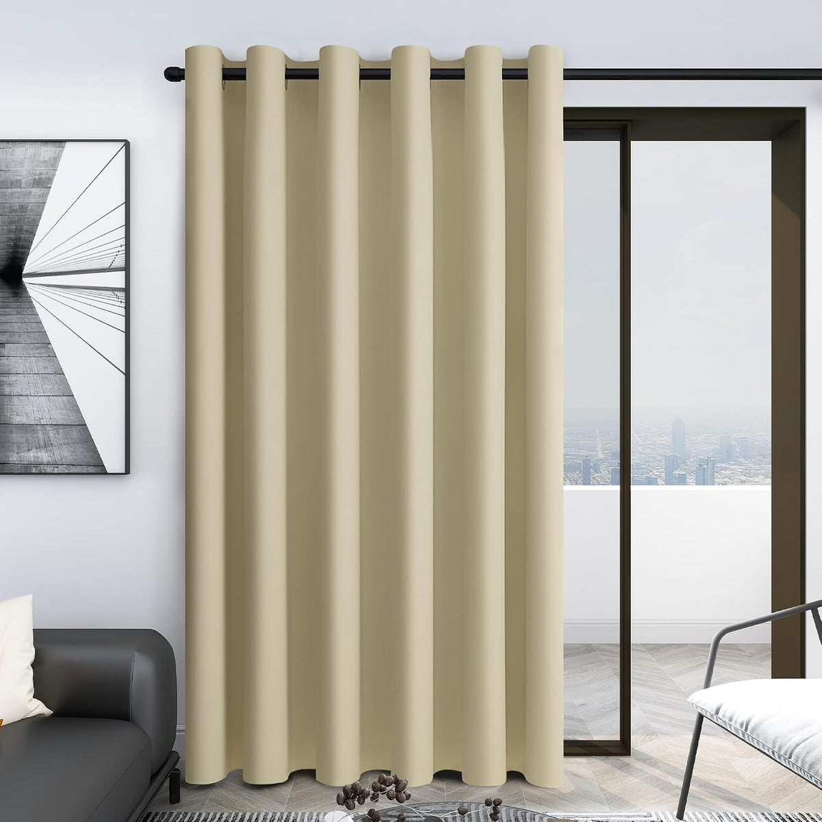 Deconovo Room Divider Curtains for Living Room 84 Inches Long, Door Curtain | Sliding Door Curtain 1 Panel, Wide Blackout Curtain, Privacy Drape for Patio Door, Black, 80 x 84 Inch - Image 15