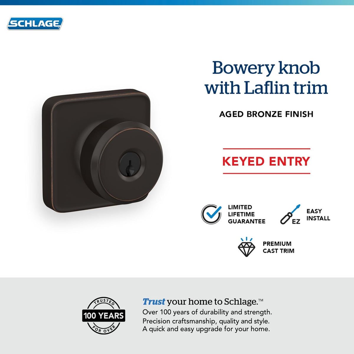 Schlage aged bronze door handle side profile