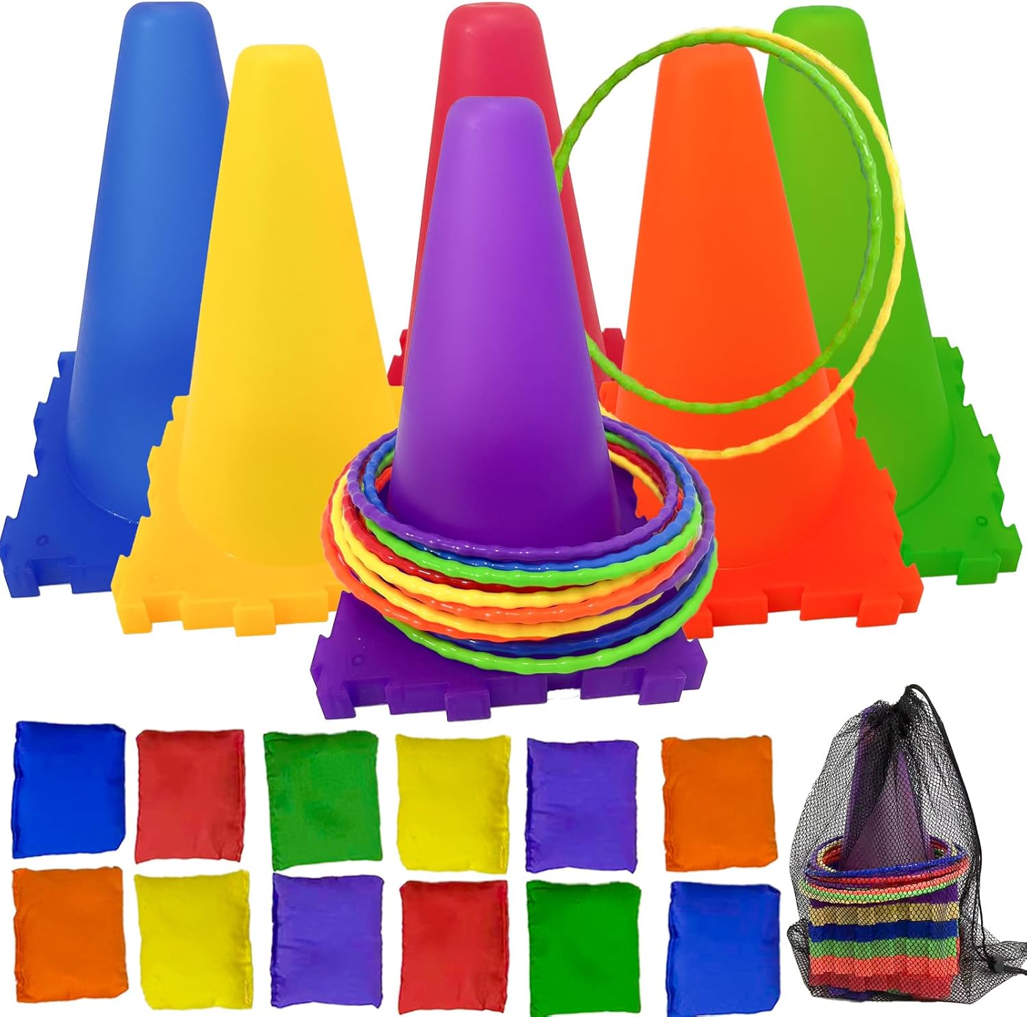 Aykzaqe 3 in 1 outdoor games set front view for backyard activity