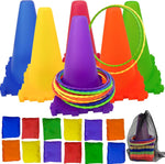 Aykzaqe 3 in 1 outdoor games set front view for backyard activity