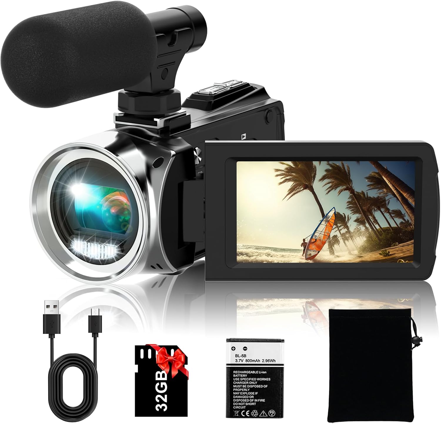 Rawiemy 4K 36MP vlogging camcorder front view