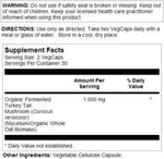 Solaray Fermented Turkey Tail Mushroom side view showing vegan certification details