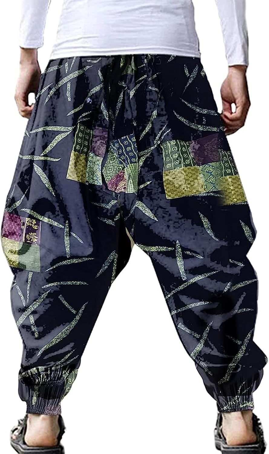 BITLIVE relaxed drop-crotch trousers showing elastic drawstring waistband