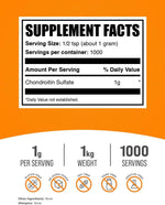 BulkSupplements Chondroitin Sulfate Powder supplement label details