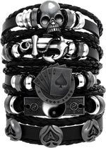 Dystud western leather bracelets for men front view showing multi layered design