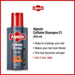 Close up of Alpecin caffeine shampoo cap and neck