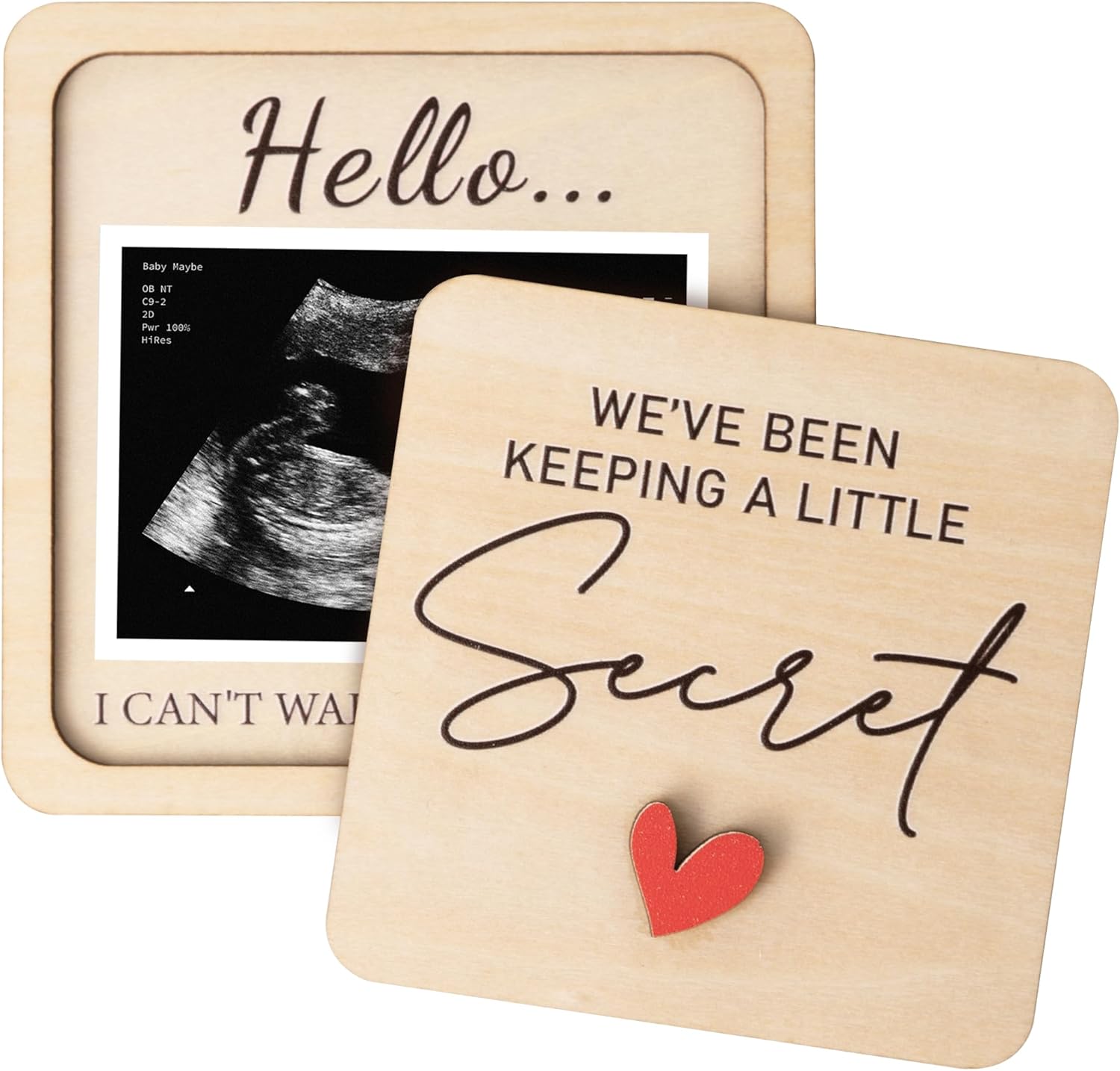 KATINAT grandparent reveal keepsake wooden box front view showing the printed text and heart detail.