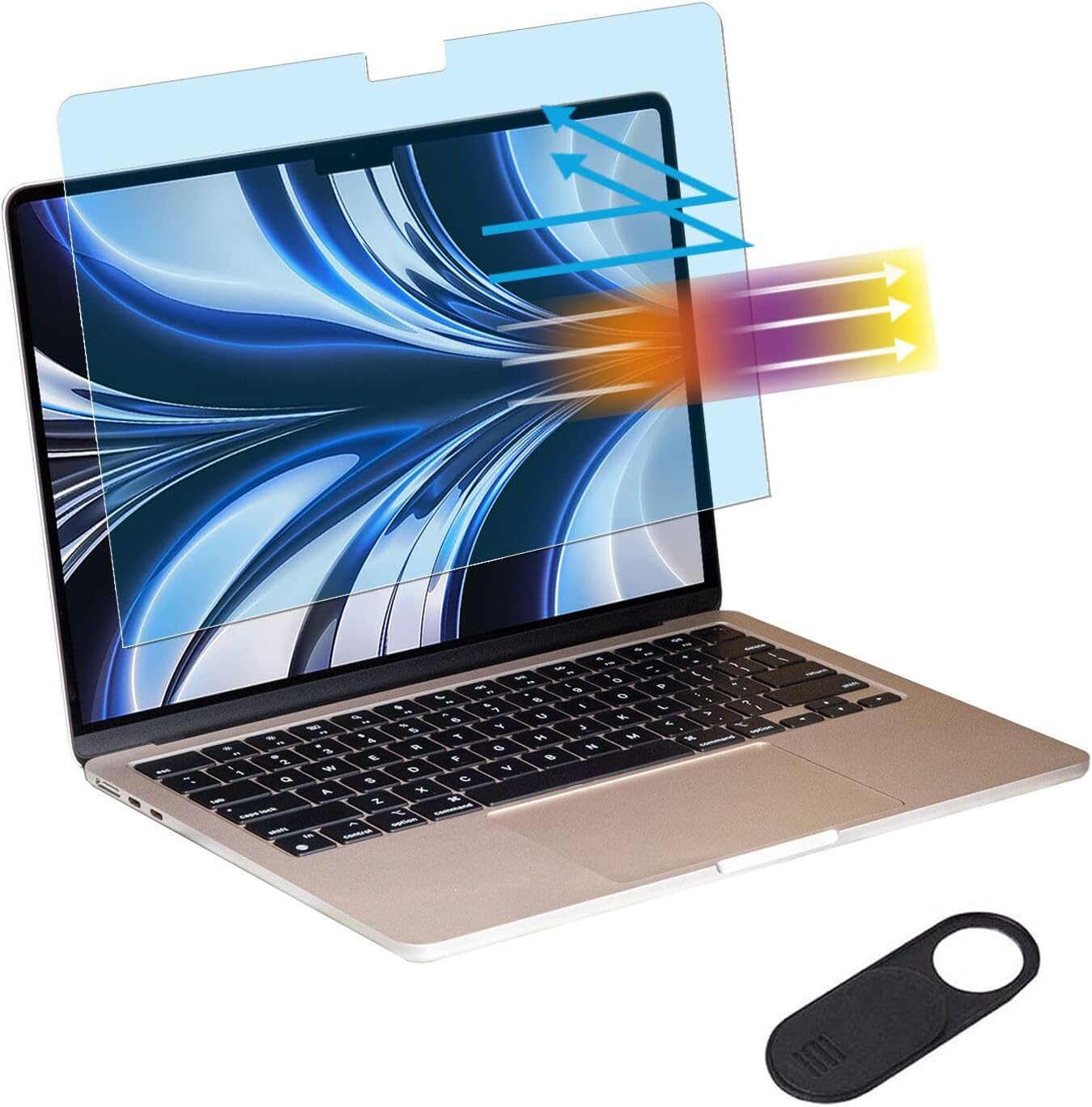 MUBUY-GOL anti blue light screen protector applied to MacBook Air front view