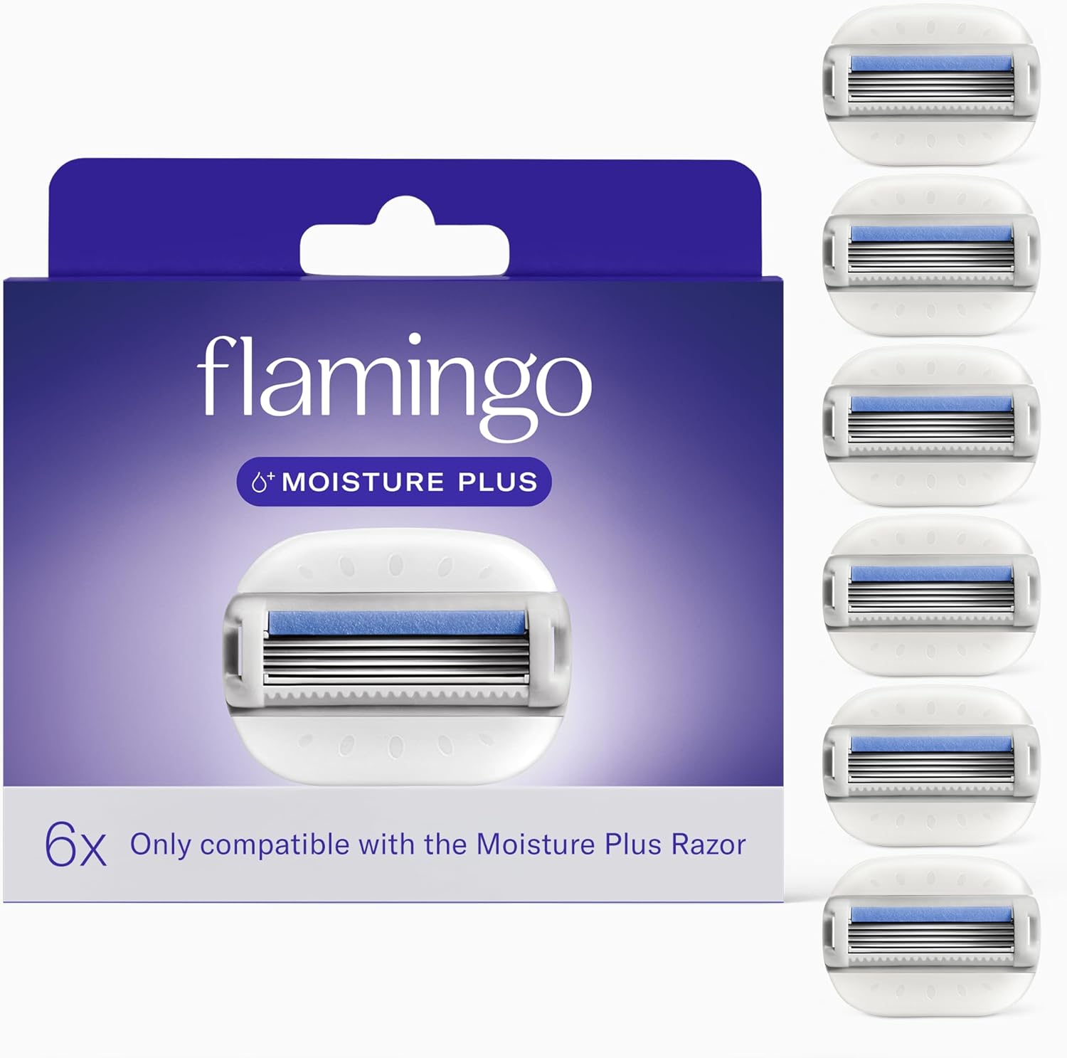 Flamingo Moisture Plus razor blade refills front packaging view