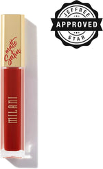 Milani Amore Satin Matte liquid lip color in Satin shade opened with applicator wand.