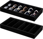 Velvet Sunglasses Organizer Tray 6 Grid Sunglass Organizer Velvet Tray Stackable Glasses Display Case for Women - Image 12