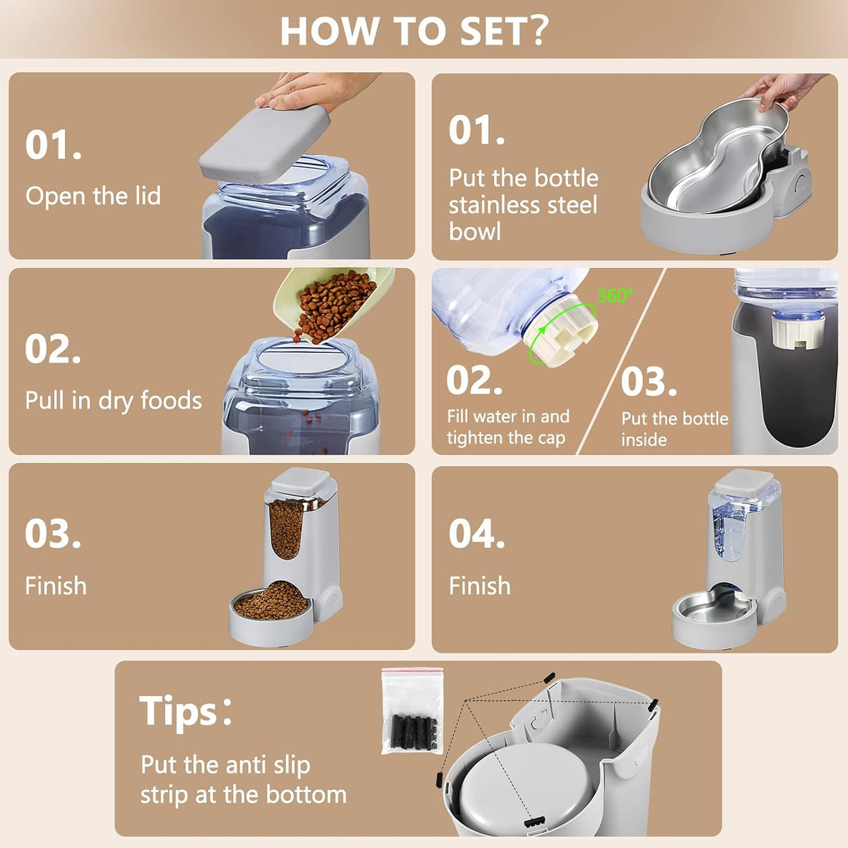 Hwonmte pet feeding station parts disassembled for cleaning