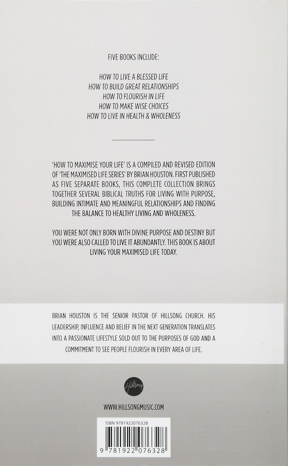 Brian Houston How To Maximise Your Life Paperback back cover and spine details