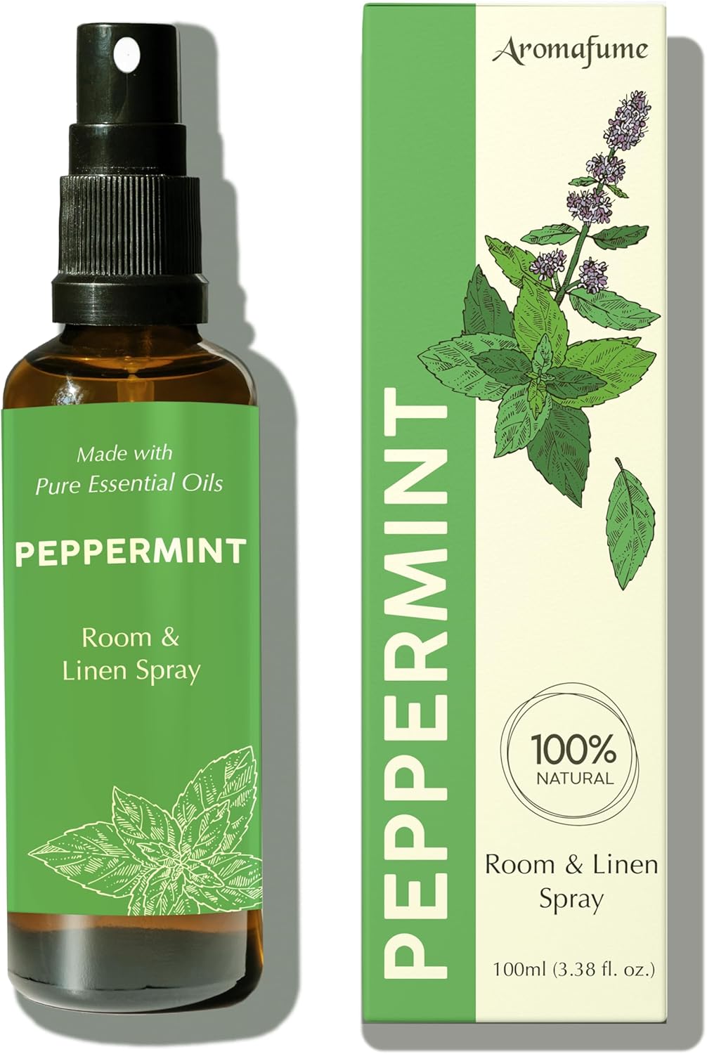 Peppermint Room, Linen & Pillow Spray by Aromafume | 100ml/3.38 fl oz | with Pure Peppermint Essential Oil | Aromatherapy Spray for Relaxation, Sleep & Stress Relief | Mist for Bedding, Fabrics - Image 1